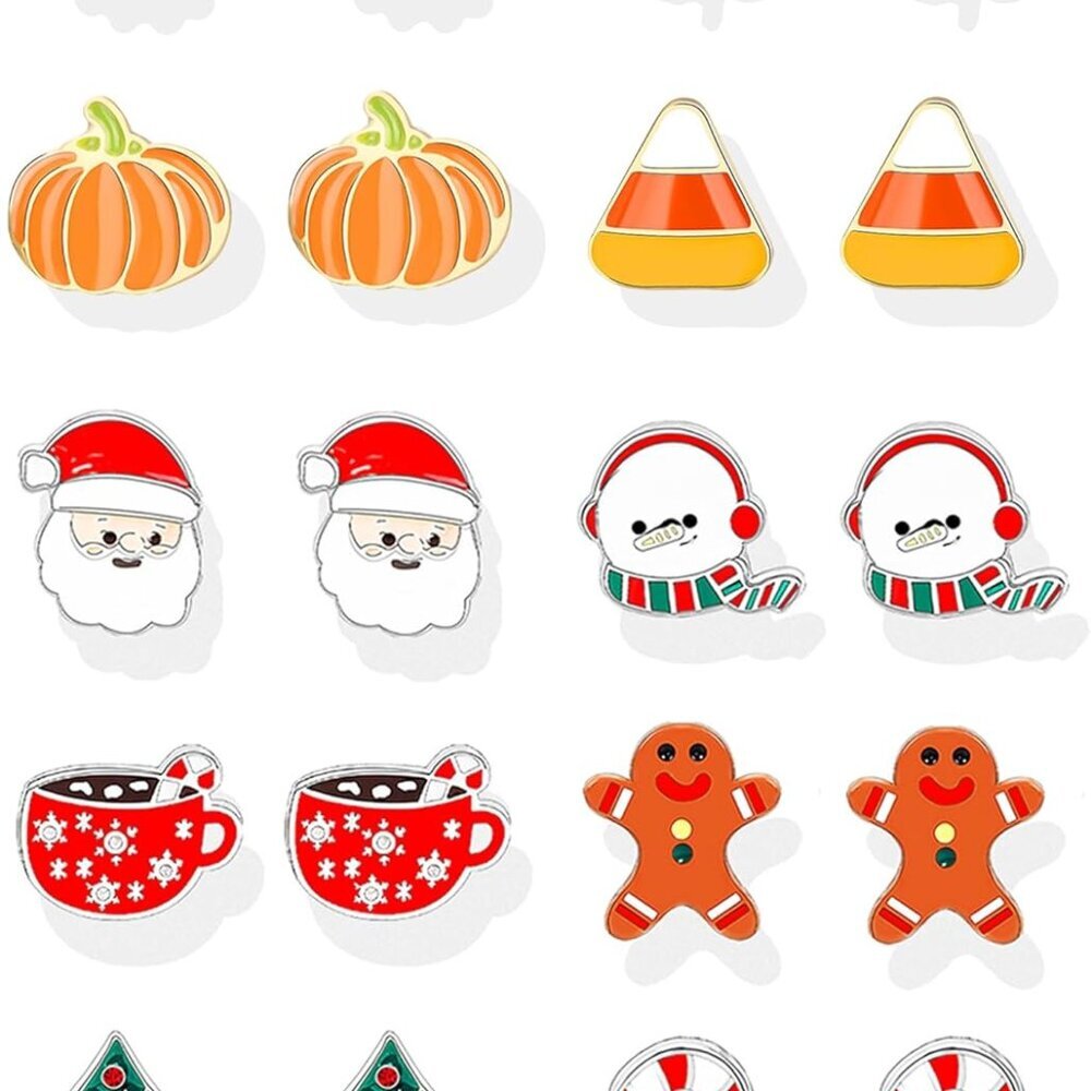 Christmas Earrings for Women Trendy Christmas Tree Snowflake Santa Candy Cane Ea